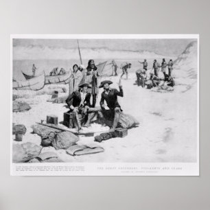 Lewis und Clark am Mund der Kolumbiens Poster