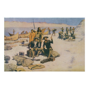 Lewis und Clark beim Columbia River Poster