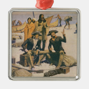 Lewis und Clark beim Columbia River Silbernes Ornament