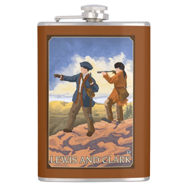 Lewis und Clark, die den Westen erforschen Flachmann (Vorderseite)