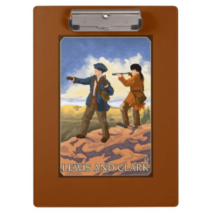 Lewis und Clark, die den Westen erforschen Klemmbrett