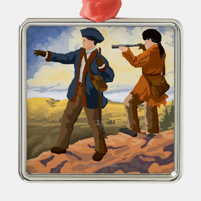 Lewis und Clark, die den Westen erforschen Silbernes Ornament (Vorne)