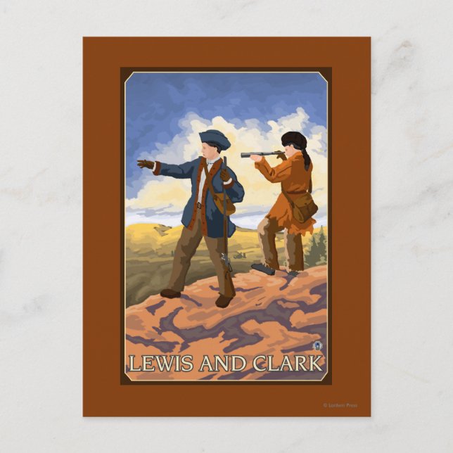 Lewis und Clark Erforschen des Westens Postkarte (Vorderseite)