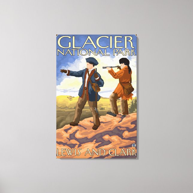 Lewis und Clark - Glacier National Park, MT Leinwanddruck (Vorderseite)