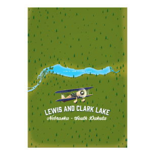 Lewis und Clark Lake Map Poster. Fotodruck