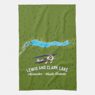 Lewis und Clark Lake Map Poster. Geschirrtuch