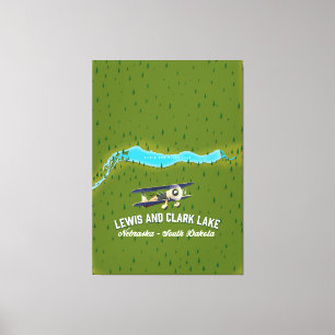Lewis und Clark Lake Map Poster. Leinwanddruck