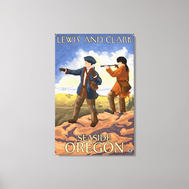 Lewis und Clark - Seaside, Oregon Leinwanddruck (Vorderseite)