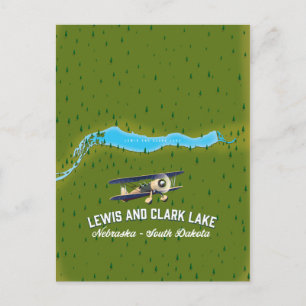 Lewis-und-Clark-See-Kartenposter. Postkarte