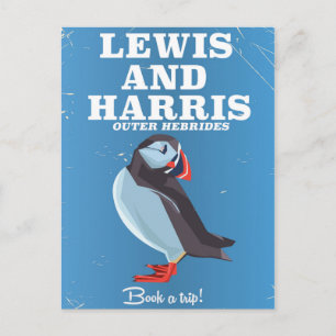Lewis und Harris Scotland Puffin Reiseplakat Postkarte