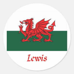 Lewis Welsh Flag Runder Aufkleber