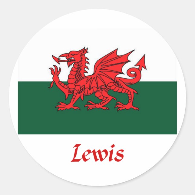 Lewis Welsh Flag Runder Aufkleber (Vorderseite)