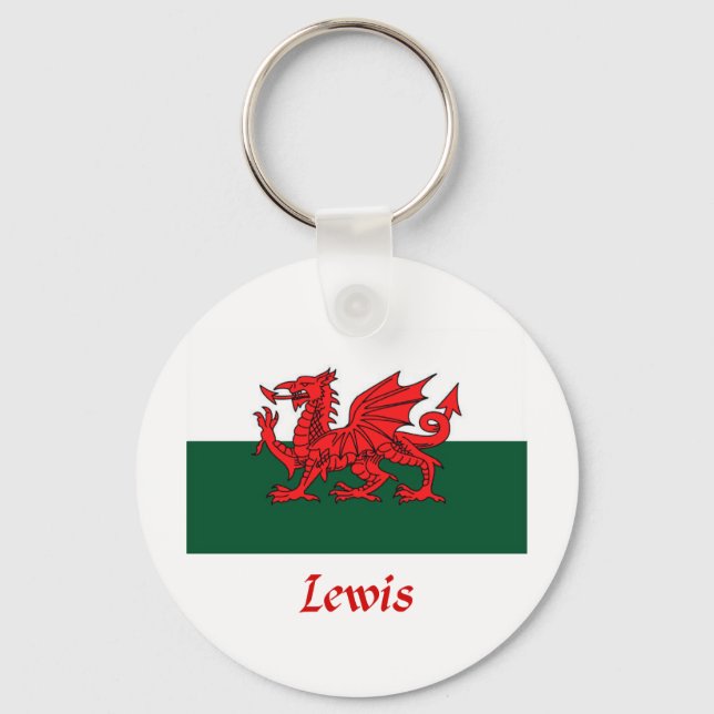 Lewis Welsh Flag Schlüsselanhänger (Vorderseite)