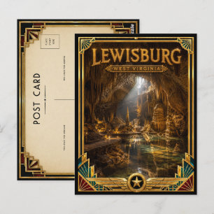 Lewisburg West Virginia Vintage Art Deco Golden Postkarte