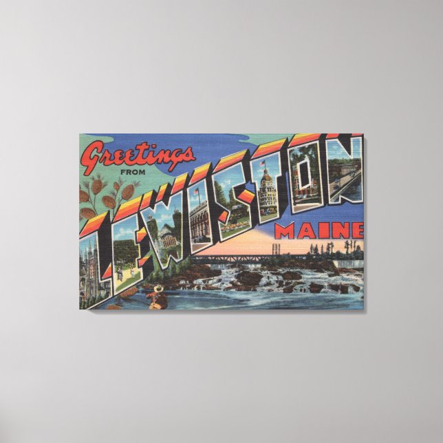 Lewiston, Maine (River Scene) Leinwanddruck (Vorderseite)