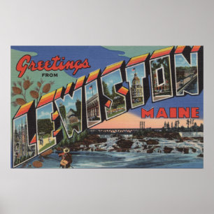 Lewiston, Maine (River Scene) Poster