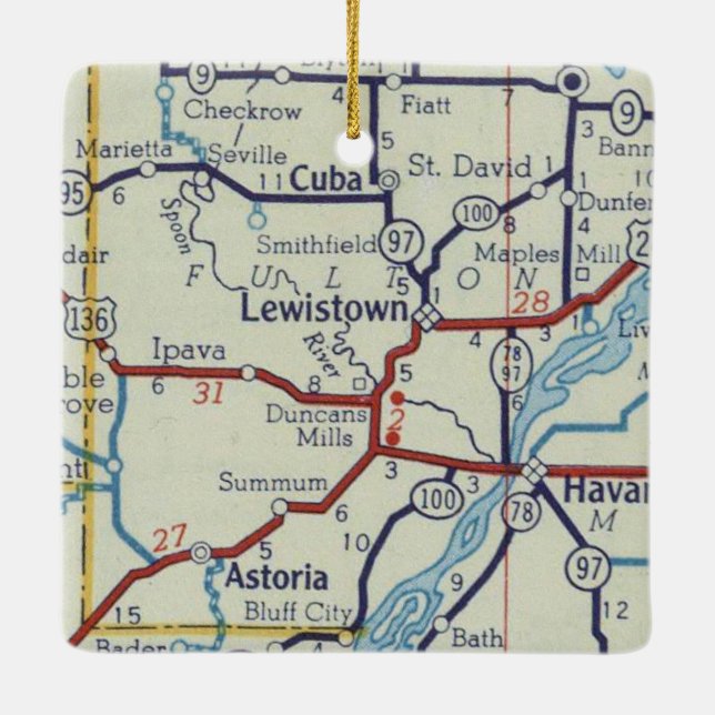 Lewistown IL Vintag Map Keramikornament (Rückseite)