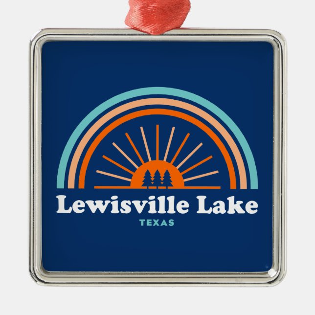Lewisville Lake Texas Rainbow Ornament Aus Metall (Vorne)