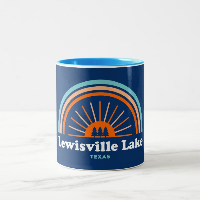Lewisville Lake Texas Rainbow Zweifarbige Tasse (Mittel)