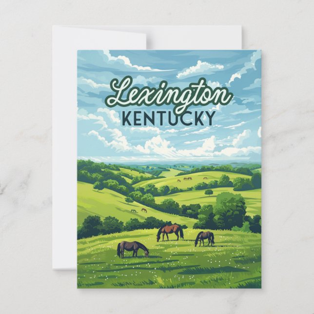 Lexington Kentucky Horses Bluegrass Farm Card (Vorderseite)
