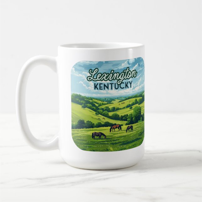 Lexington Kentucky Horses Bluegrass Farm Vintag Kaffeetasse (Links)