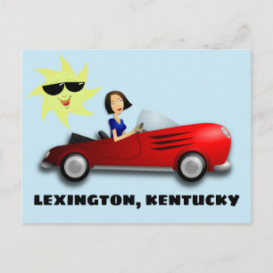 LEXINGTON, KENTUCKY-MÄDCHEN IM AUTOKUNST-Postkarte Postkarte