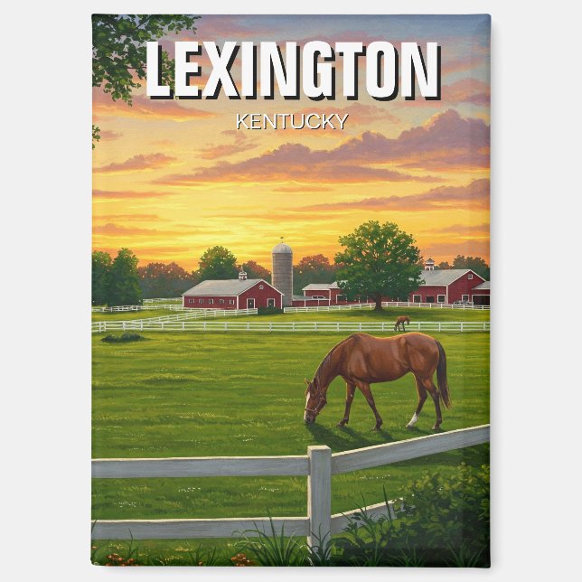 Lexington Kentucky Postcard Pferdefarm Magnet (Vorderseite)