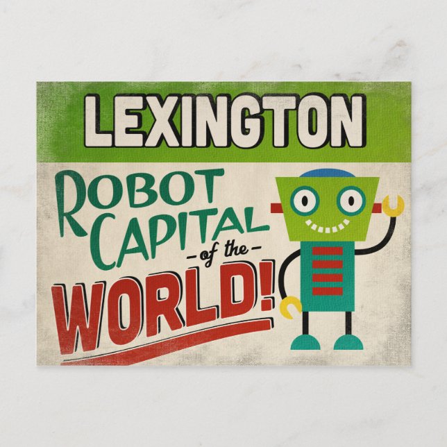 Lexington Kentucky Robot - Funny Vintag Postkarte (Vorderseite)