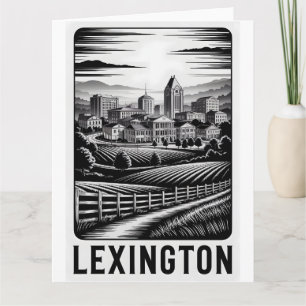 Lexington Kentucky Skyline Schwarz Weiß Holzschnit Karte