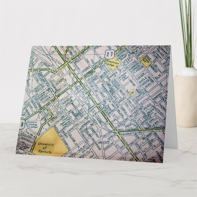 Lexington, KY Vintag Map Karte (Vorderseite)