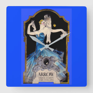Leyendecker Arrow-Shirt der 1920er Jahre und Nr. 1 Quadratische Wanduhr
