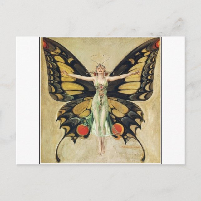 Leyendecker Butterfly-Frau Postkarte (Vorderseite)