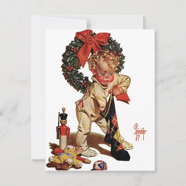 Leyendecker Weihnachts-Strumpf Feiertagskarte (Vorderseite)