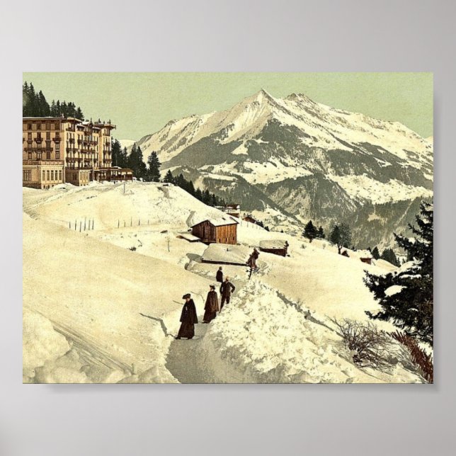 Leysin, das Sanatorium und Chaussy im Winter, Nand Poster (Vorne)