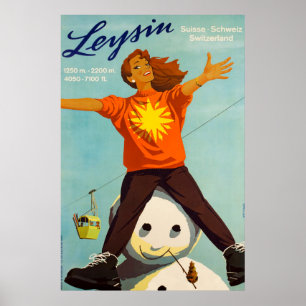 Leysin, die Schweiz, Ski-Plakat Poster