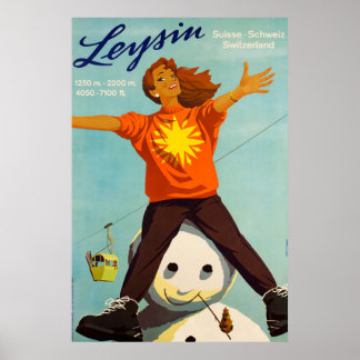 Leysin, Schweiz, Skiposter Poster