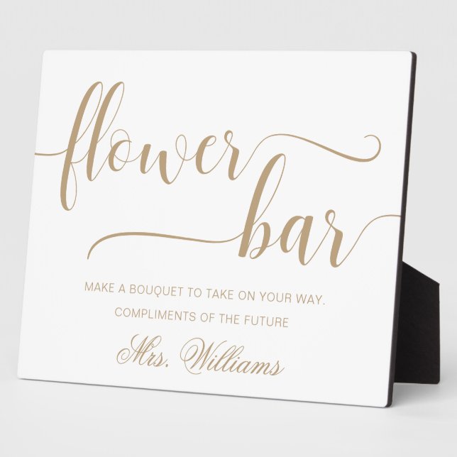 Leyton Gold Modern Minimal Blume Bar Sign Fotoplatte (Seite)