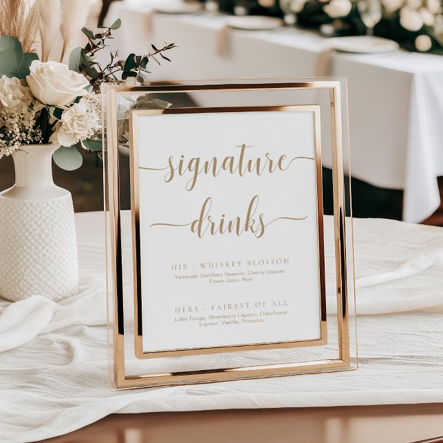 Leyton Gold Moderne Minimal Signature Drinks Zeich Poster (Von Creator hochgeladen)