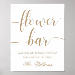 Leyton Gold Moderne Minimalistische Blumenbar-Schi Poster