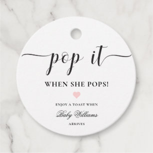 Leyton Modern Minimal Pop it Champagne Favor Tag Geschenkanhänger
