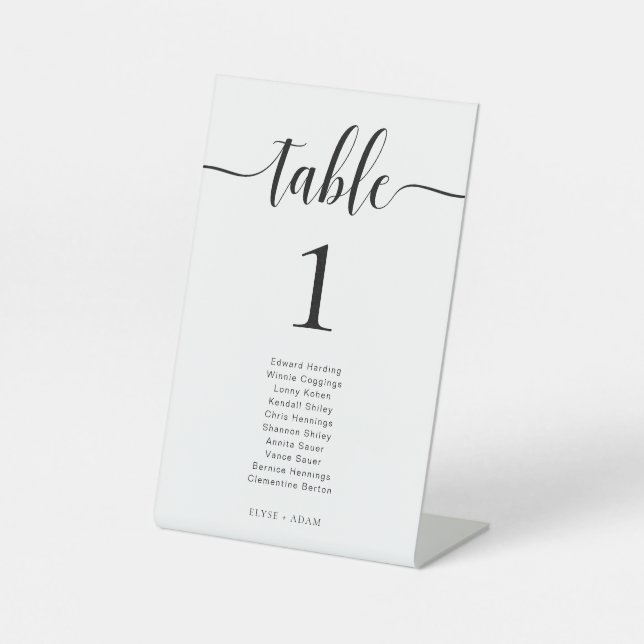 Leyton Modern Minimalistisch Wedding Tischnummer Sockelschild (Vorderseite)