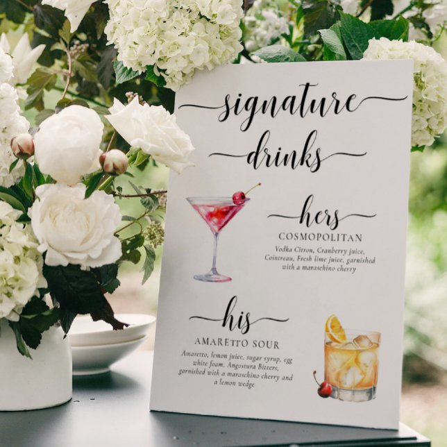 Leyton Moderne Minimal Signature Drinks Zeichen Poster (Von Creator hochgeladen)