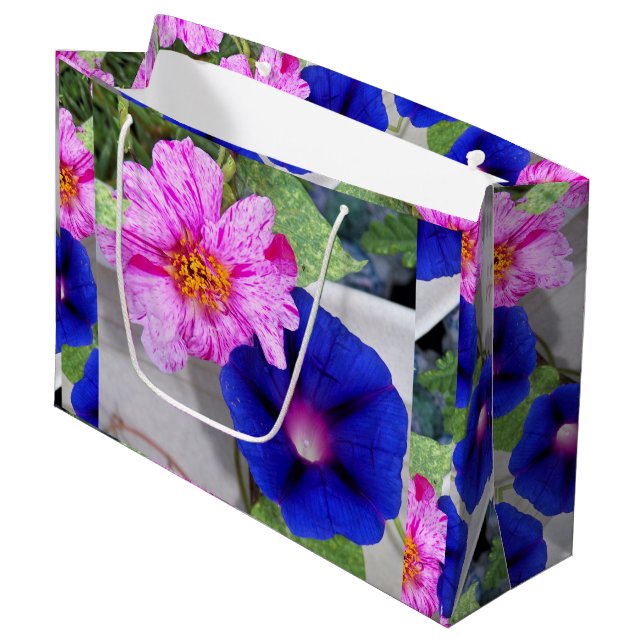 LG Geschenktasche Portulaca & Morning Glory Große Geschenktüte (Vorderseite Schrägansicht)