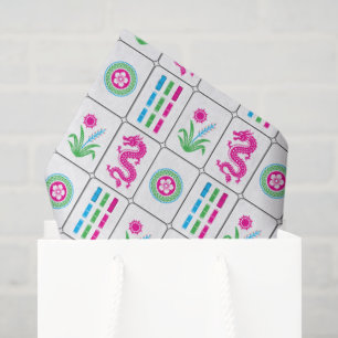 LG Mahjong-Steine #4 Pink Grüne Capri Blaue Weiße Seidenpapier