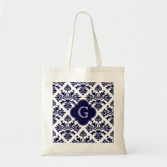 Lg Navy Blu Whistask #3 Navy Quatrefolie Monogram Tragetasche (Vorne)