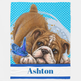 Lg Wertvoll Bulldog Fleece Blanket