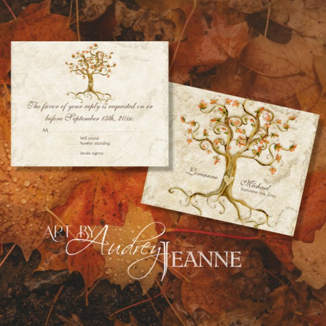 LG Wirbelbaum-Wurzeln Antiquitätenansprechen auf T RSVP Karte (Von Creator hochgeladen)