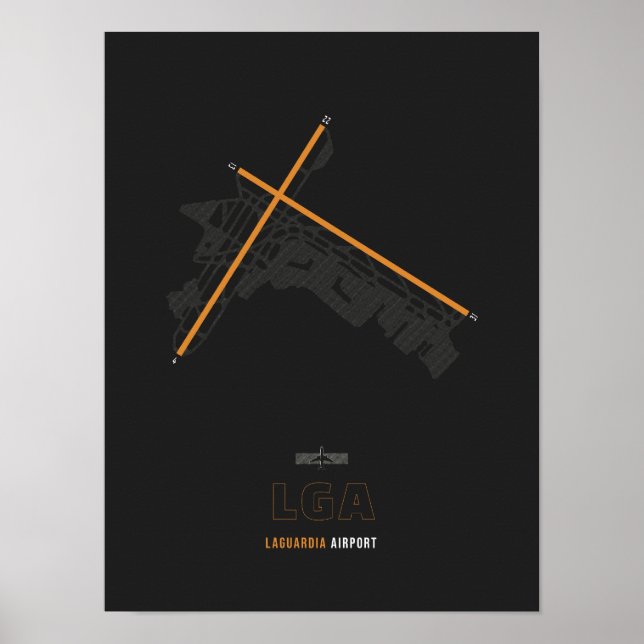 LGA - LaGuardia Airport Runway Diagramm Art Poster (Vorne)