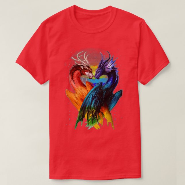 LGB Dragon Heart Rainbow Heart Dragon LGB Pride  T-Shirt (Design vorne)