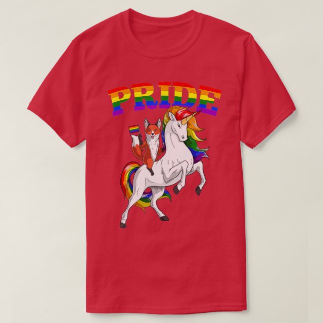 LGB Fox Unicorn Gay Pride Rainbow LGBQ Cute Gift  T-Shirt (Design vorne)